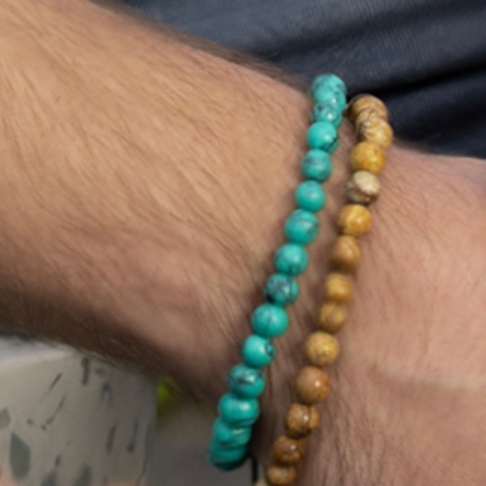 NWT UNISEX SEMI-PRECIOUS BEADED ADJUSTABLE TO FIT STRING SLATER BROWN MENS - Picture 4 of 7